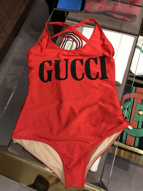 red gucci swim shorts|Gucci one piece bathing suit.